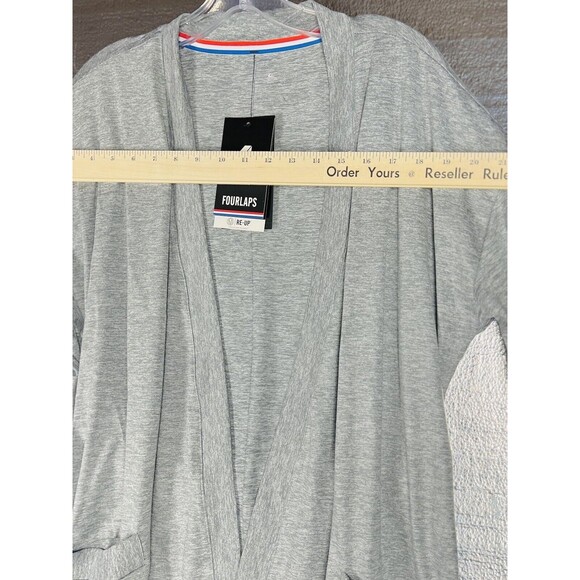 Fourlaps Stratus Wrap Cardigan Heather Gray Belted Robe Comfort Leisure Preppy - Picture 6 of 16